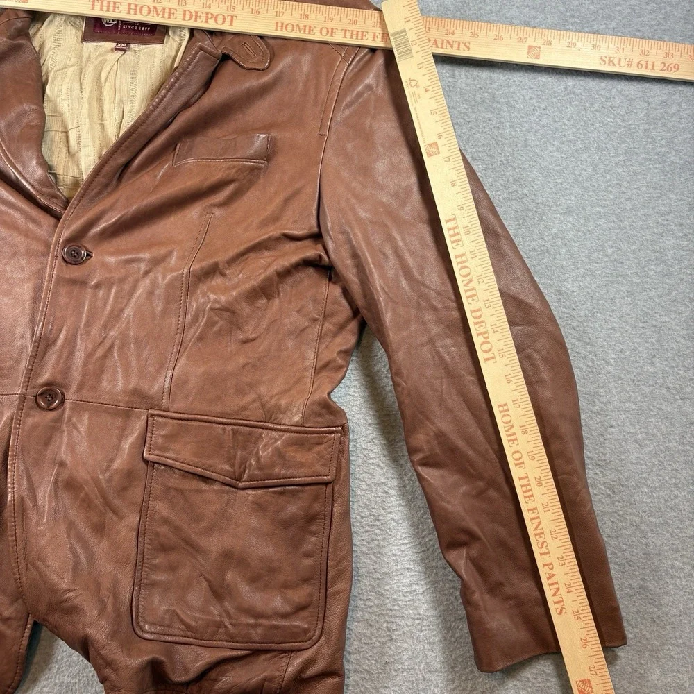 Vintage 90s Wilsons Leather Blazer Jacket Mens XXL Brown 2 Button Car Coat Lined